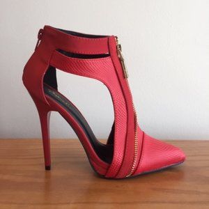 Qupid RAND-26 Women's Red Pointed Toe heeled shoes
